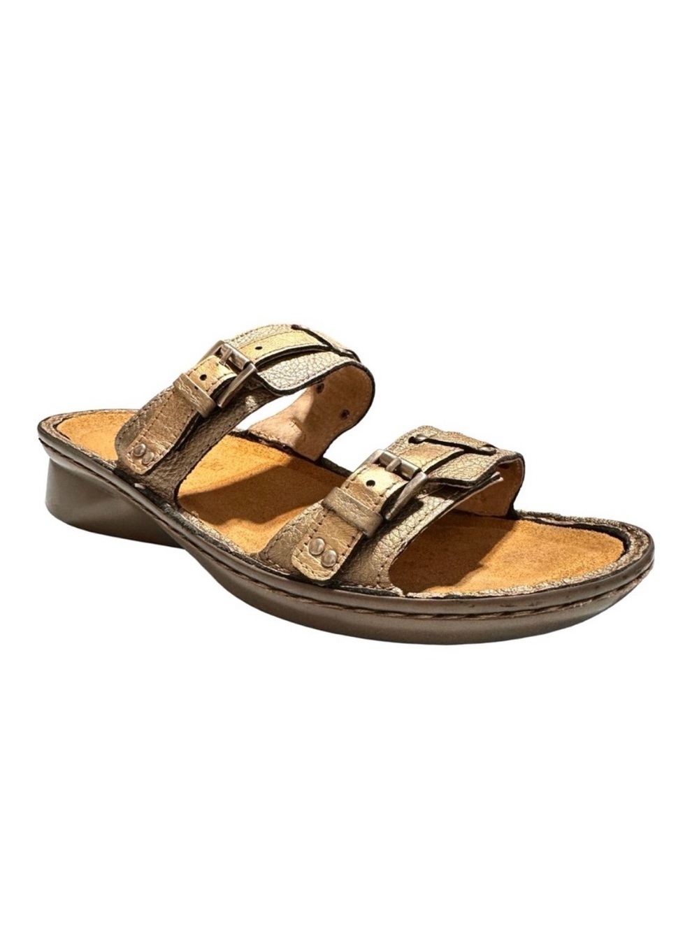 Naot Metallic Bronze Leather Double Strap Comfort Sandals EU 39